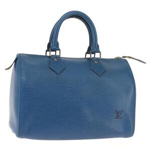 LOUIS VUITTON Epi Speedy 25 Hand Bag Toledo Blue M43015 LV Auth 144907